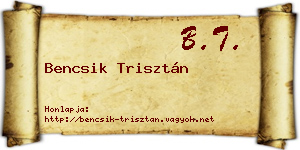 Bencsik Trisztán névjegykártya
